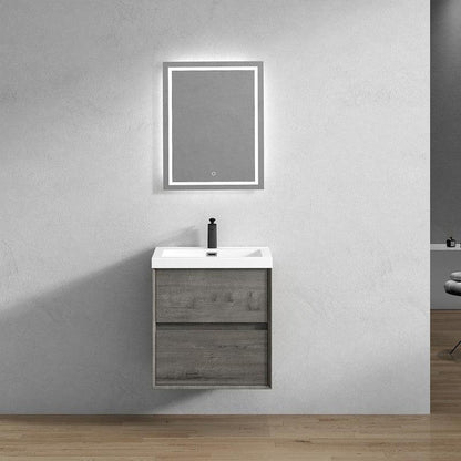 Noble 24&quot; Smoke Oak Wall-Mounted Vanity With Single Reinforced White Acrylic Sink