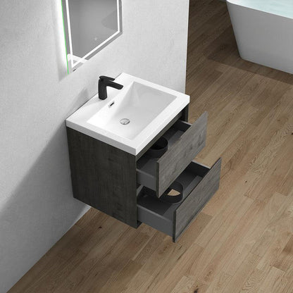 Noble 24&quot; Smoke Oak Wall-Mounted Vanity With Single Reinforced White Acrylic Sink