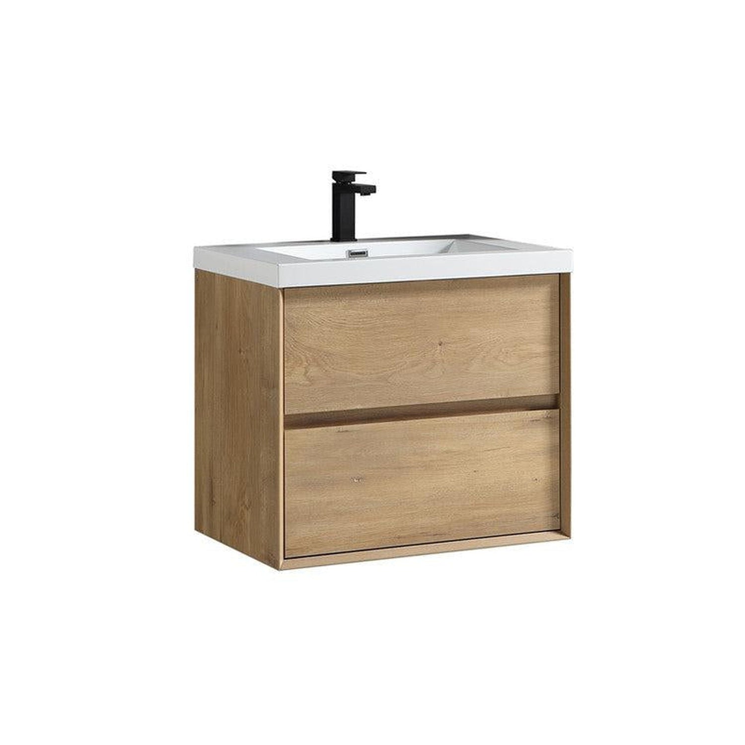 Noble 24&quot; White Oak Wall-Mounted Vanity With Single Reinforced White Acrylic Sink