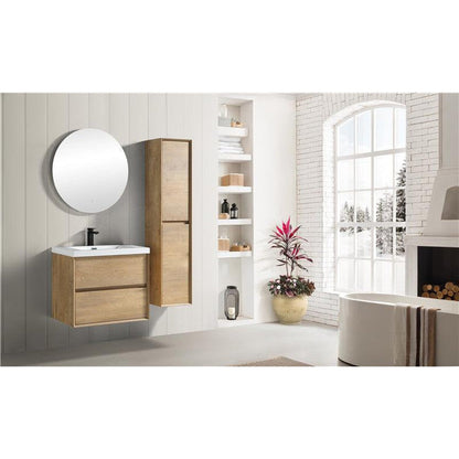 Noble 30&quot; White Oak Wall-Mounted Vanity With Single Reinforced White Acrylic Sink