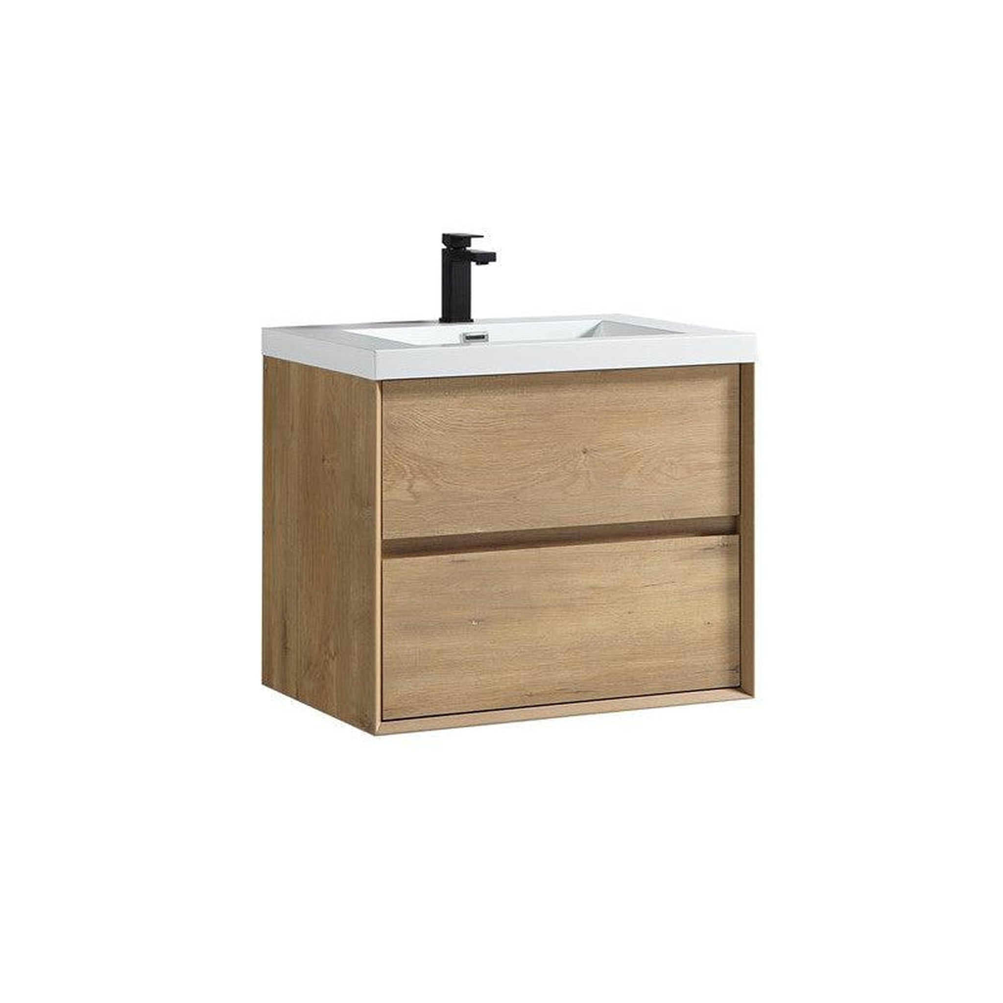 Noble 30&quot; White Oak Wall-Mounted Vanity With Single Reinforced White Acrylic Sink