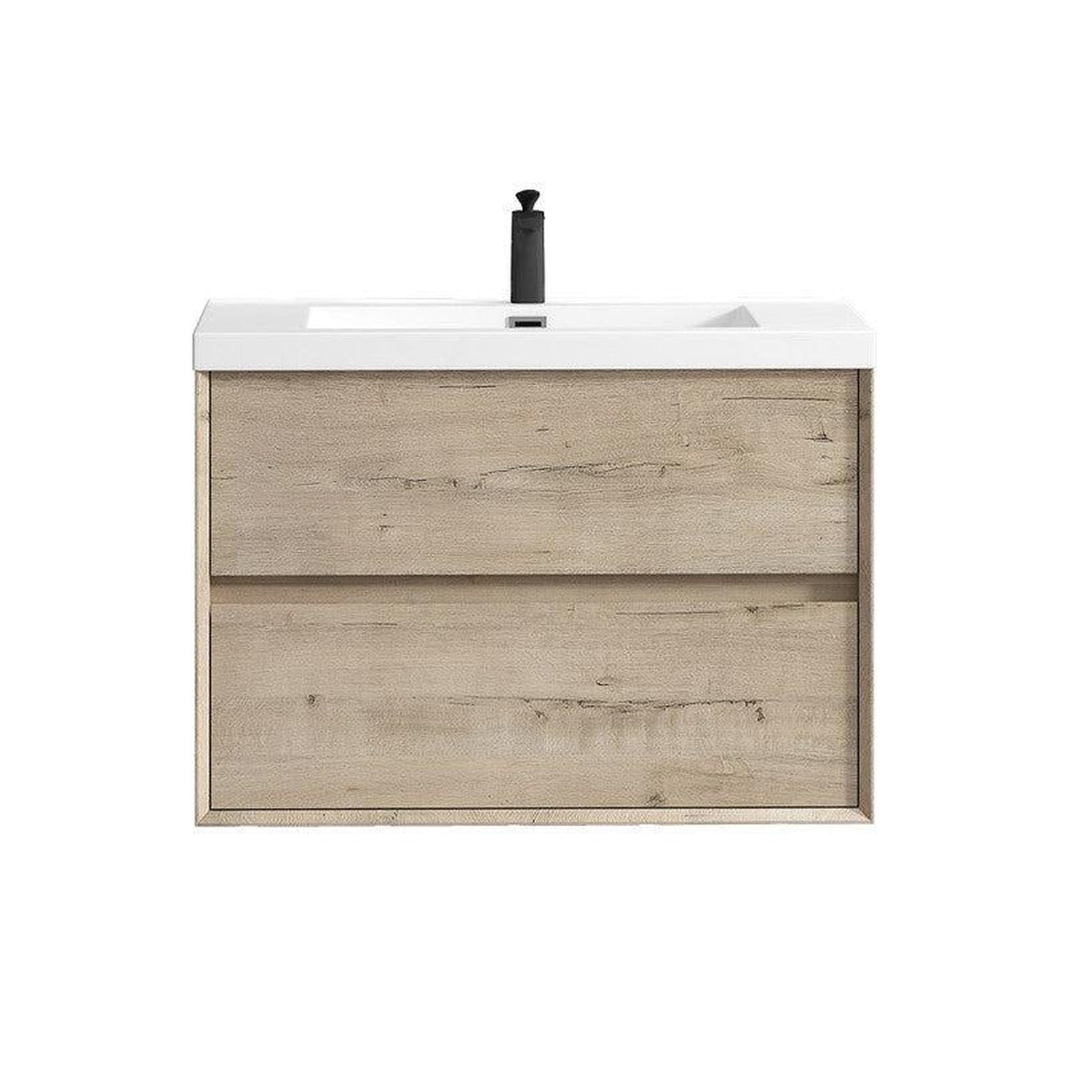 Noble 36&quot; Light Oak Wall-Mounted Vanity With Single Reinforced White Acrylic Sink