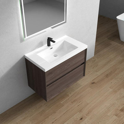 Noble 36&quot; Red Oak Wall-Mounted Vanity With Single Reinforced White Acrylic Sink