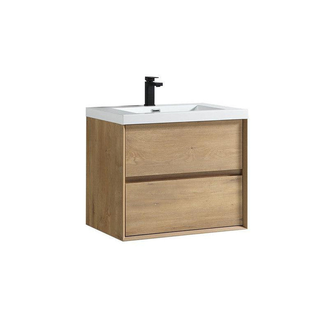 Noble 36&quot; White Oak Wall-Mounted Vanity With Single Reinforced White Acrylic Sink