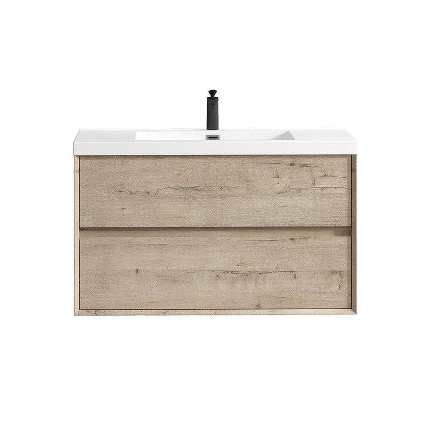 Noble 42&quot; Light Oak Wall-Mounted Vanity With Single Reinforced White Acrylic Sink