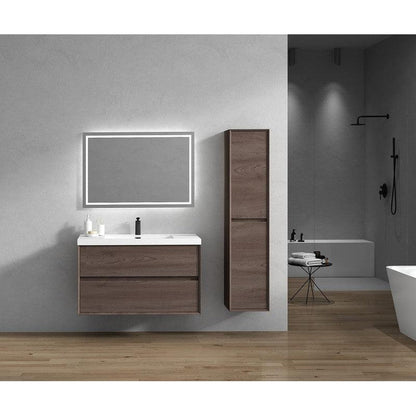 Noble 42&quot; Red Oak Wall-Mounted Vanity With Single Reinforced White Acrylic Sink