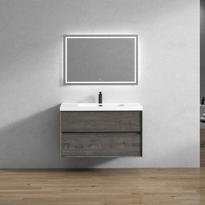 Noble 42&quot; Smoke Oak Wall-Mounted Vanity With Single Reinforced White Acrylic Sink