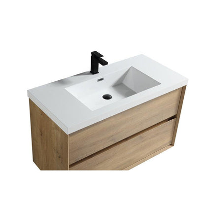 Noble 42&quot; White Oak Wall-Mounted Vanity With Single Reinforced White Acrylic Sink