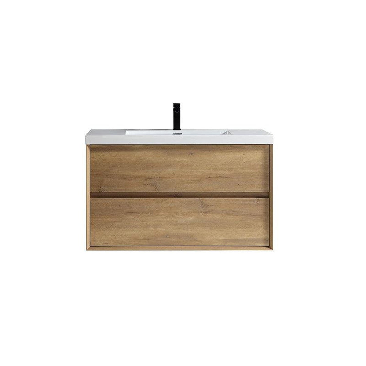 Noble 42&quot; White Oak Wall-Mounted Vanity With Single Reinforced White Acrylic Sink