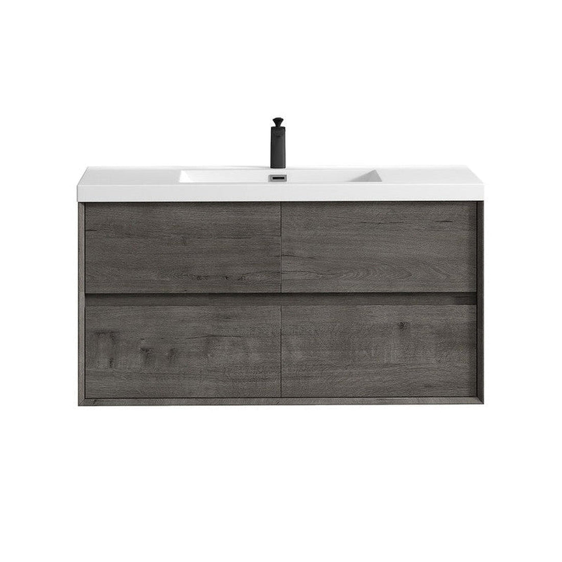 Noble 48&quot; Smoke Oak Wall-Mounted Modern Vanity With Single Reinforced White Acrylic Sink