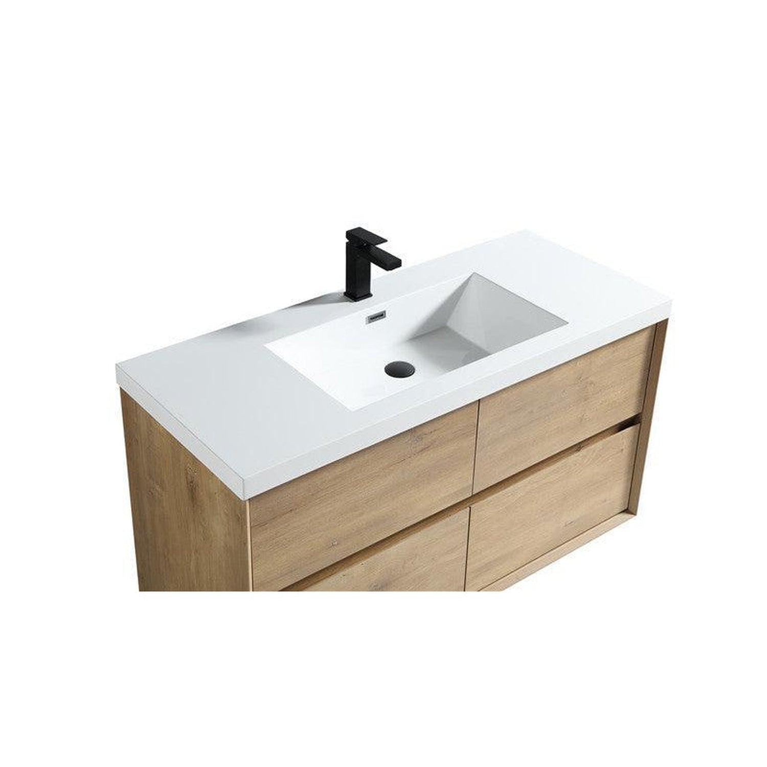 Noble 48&quot; White Oak Wall-Mounted Modern Vanity With Single Reinforced White Acrylic Sink