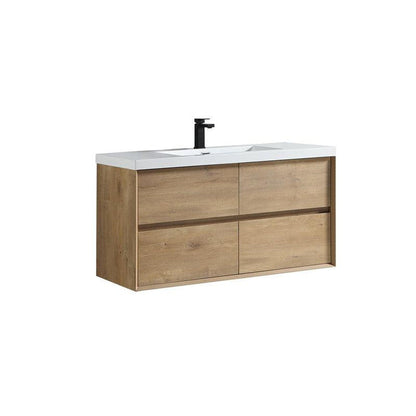 Noble 48&quot; White Oak Wall-Mounted Modern Vanity With Single Reinforced White Acrylic Sink