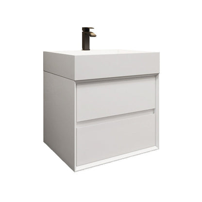 Prime 24&quot; Gloss White Wall-Mounted Vanity With Single Reinforced White Acrylic Sink