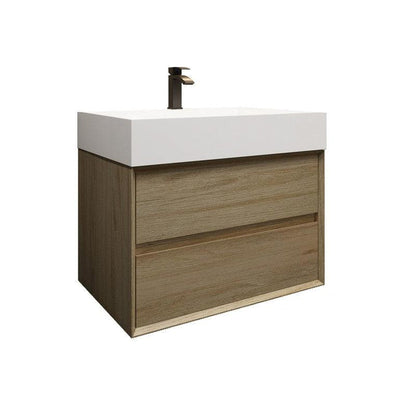 Prime 30&quot; Coffee Wood Wall-Mounted Vanity With Single Reinforced White Acrylic Sink