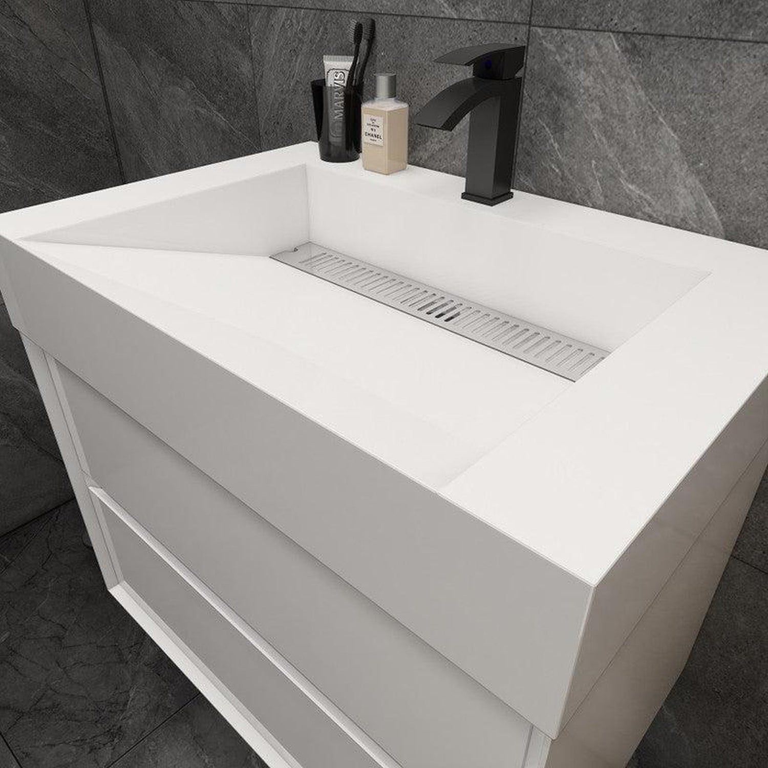 Prime 30&quot; Gloss White Wall-Mounted Vanity With Single Reinforced White Acrylic Sink