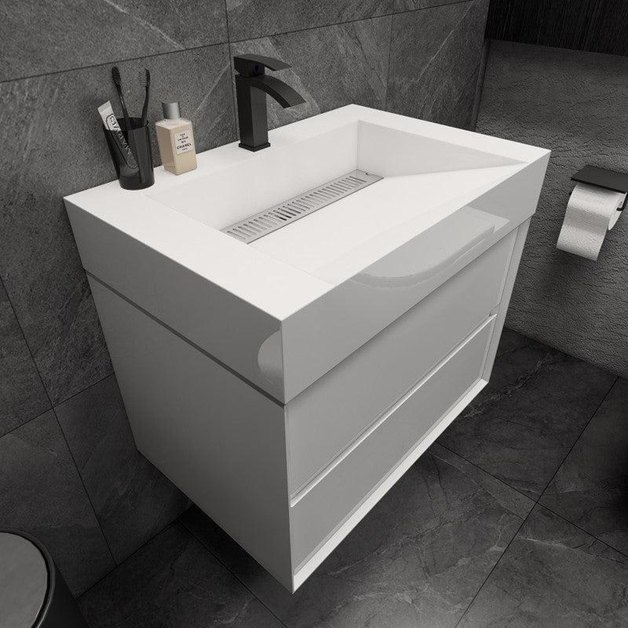 Prime 30&quot; Gloss White Wall-Mounted Vanity With Single Reinforced White Acrylic Sink