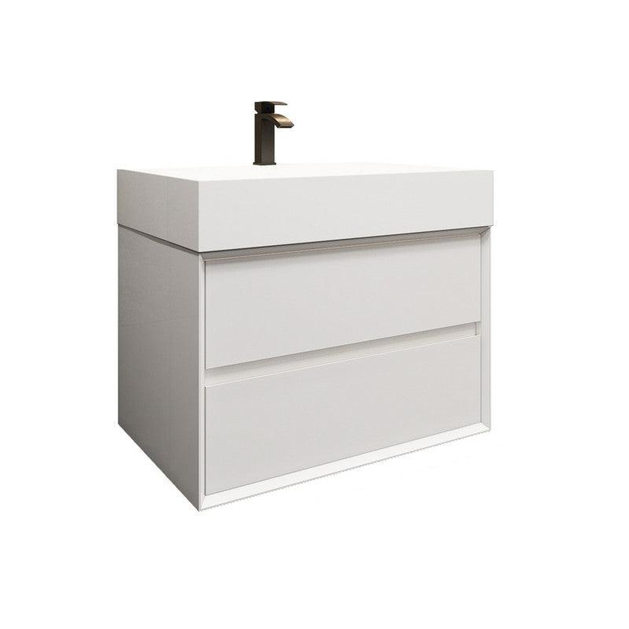 Prime 30&quot; Gloss White Wall-Mounted Vanity With Single Reinforced White Acrylic Sink