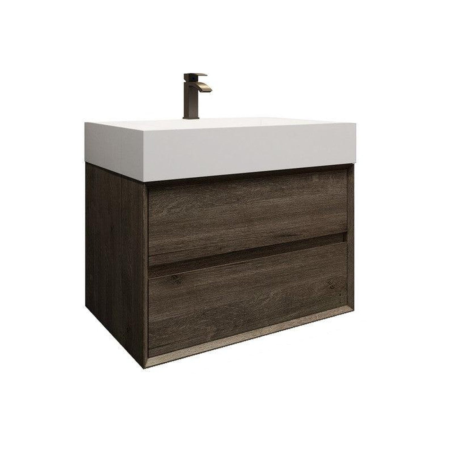 Prime 30&quot; Gray Oak Wall-Mounted Vanity With Single Reinforced White Acrylic Sink