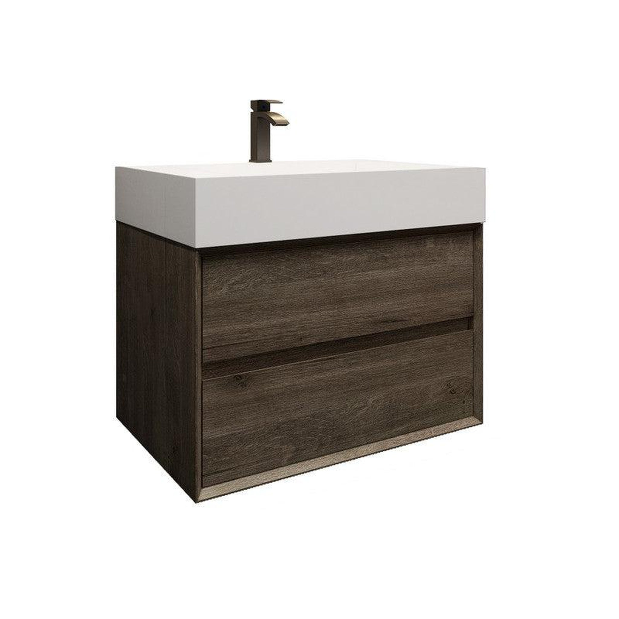 Prime 30&quot; Gray Oak Wall-Mounted Vanity With Single Reinforced White Acrylic Sink