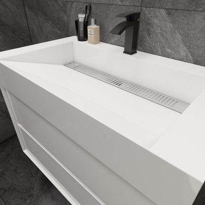 Prime 36&quot; Gloss White Wall-Mounted Vanity With Single Reinforced White Acrylic Sink