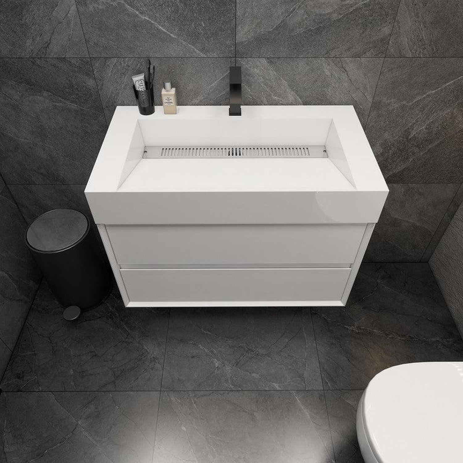 Prime 36&quot; Gloss White Wall-Mounted Vanity With Single Reinforced White Acrylic Sink