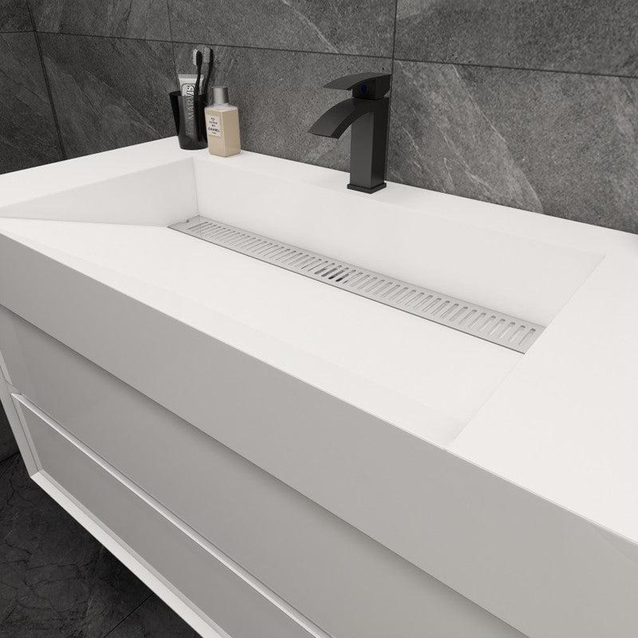 Prime 42&quot; Gloss White Wall-Mounted Vanity With Single Reinforced White Acrylic Sink