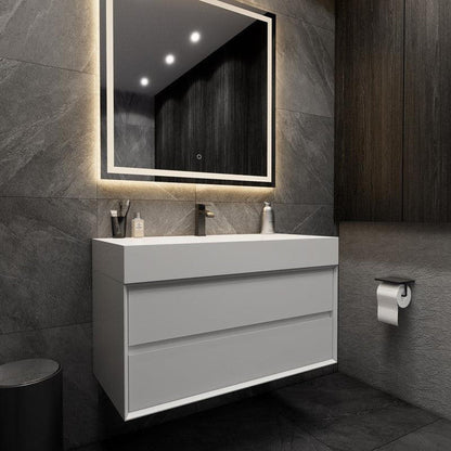 Prime 42&quot; Gloss White Wall-Mounted Vanity With Single Reinforced White Acrylic Sink