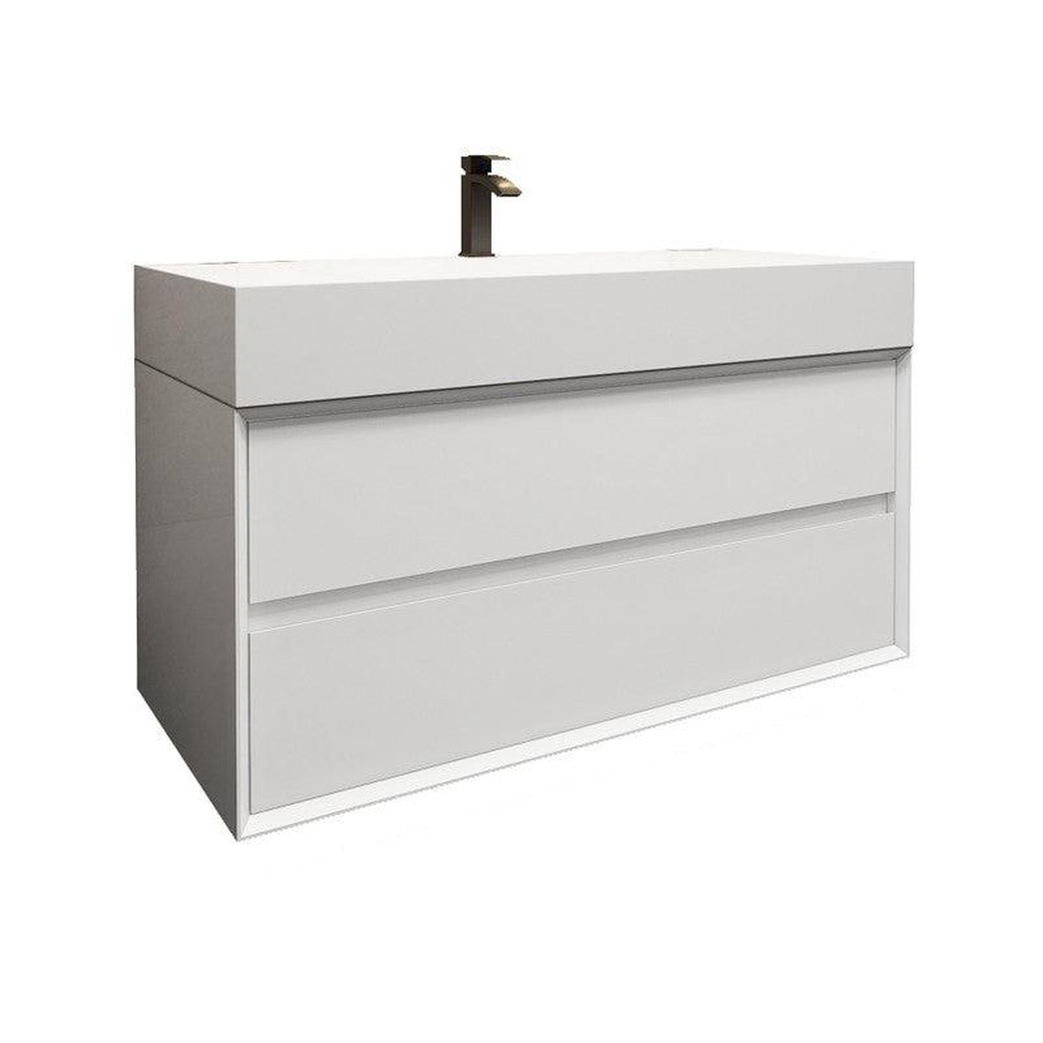 Prime 42&quot; Gloss White Wall-Mounted Vanity With Single Reinforced White Acrylic Sink