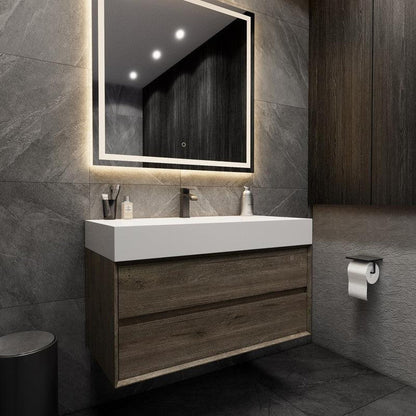 Prime 42&quot; Gray Oak Wall-Mounted Vanity With Single Reinforced White Acrylic Sink