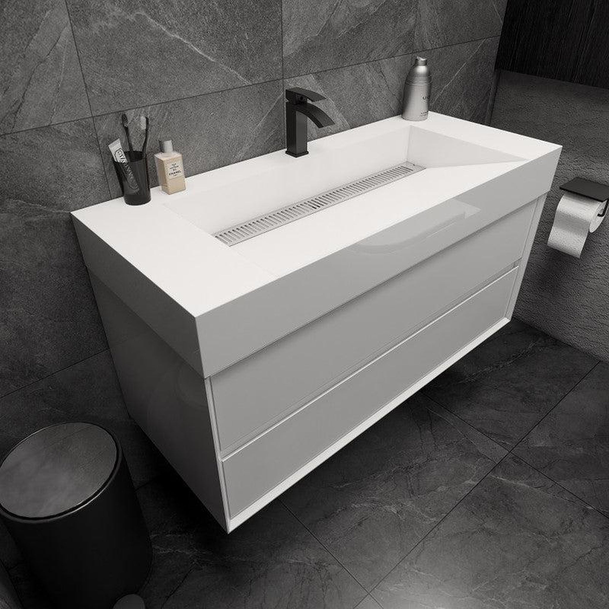 Prime 48&quot; Gloss White Wall-Mounted Vanity With Single Reinforced White Acrylic Sink