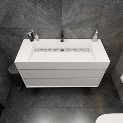 Prime 48&quot; Gloss White Wall-Mounted Vanity With Single Reinforced White Acrylic Sink