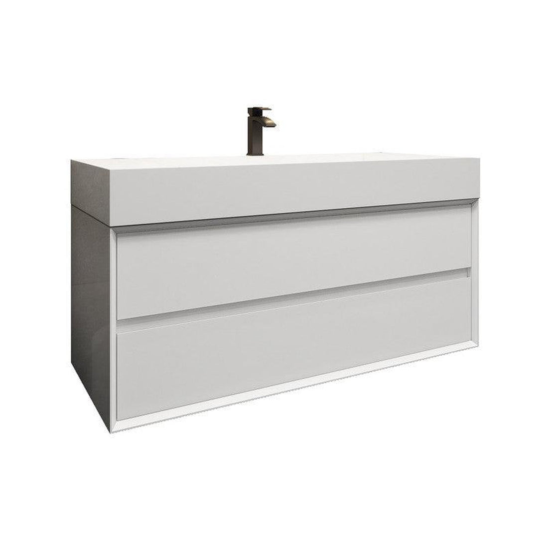 Prime 48&quot; Gloss White Wall-Mounted Vanity With Single Reinforced White Acrylic Sink