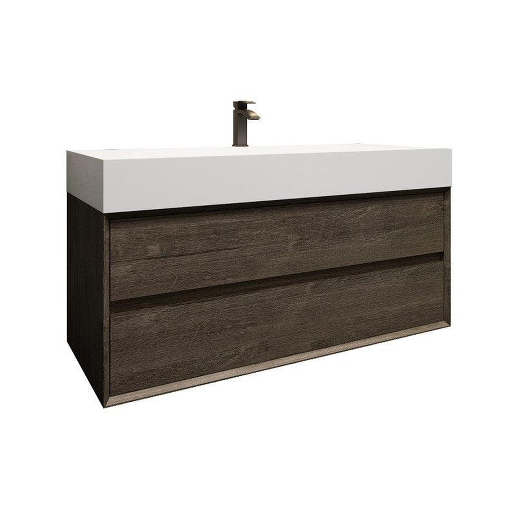 Prime 48&quot; Gray Oak Wall-Mounted Vanity With Single Reinforced White Acrylic Sink