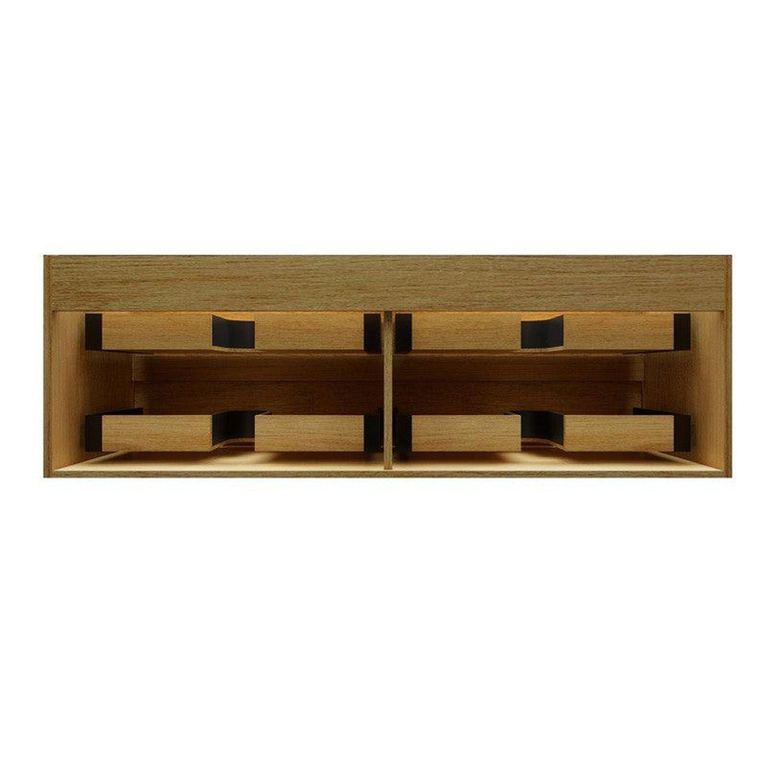 Prime 60&quot; Coffee Wood Wall-Mounted Vanity With Double Faucet Holes and Reinforced White Acrylic Sink