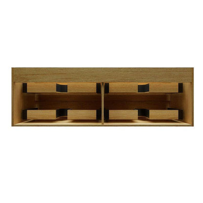 Prime 60&quot; Coffee Wood Wall-Mounted Vanity With Double Faucet Holes and Reinforced White Acrylic Sink