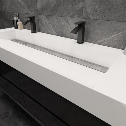 Prime 60&quot; Gloss Black Wall-Mounted Vanity With Double Faucet Holes and Reinforced White Acrylic Sink