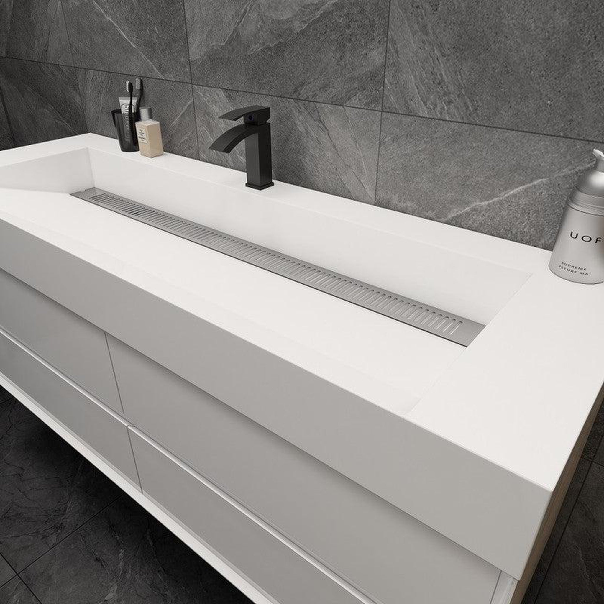 Prime 60&quot; Gloss White Wall-Mounted Vanity With Single Faucet Hole and Reinforced White Acrylic Sink