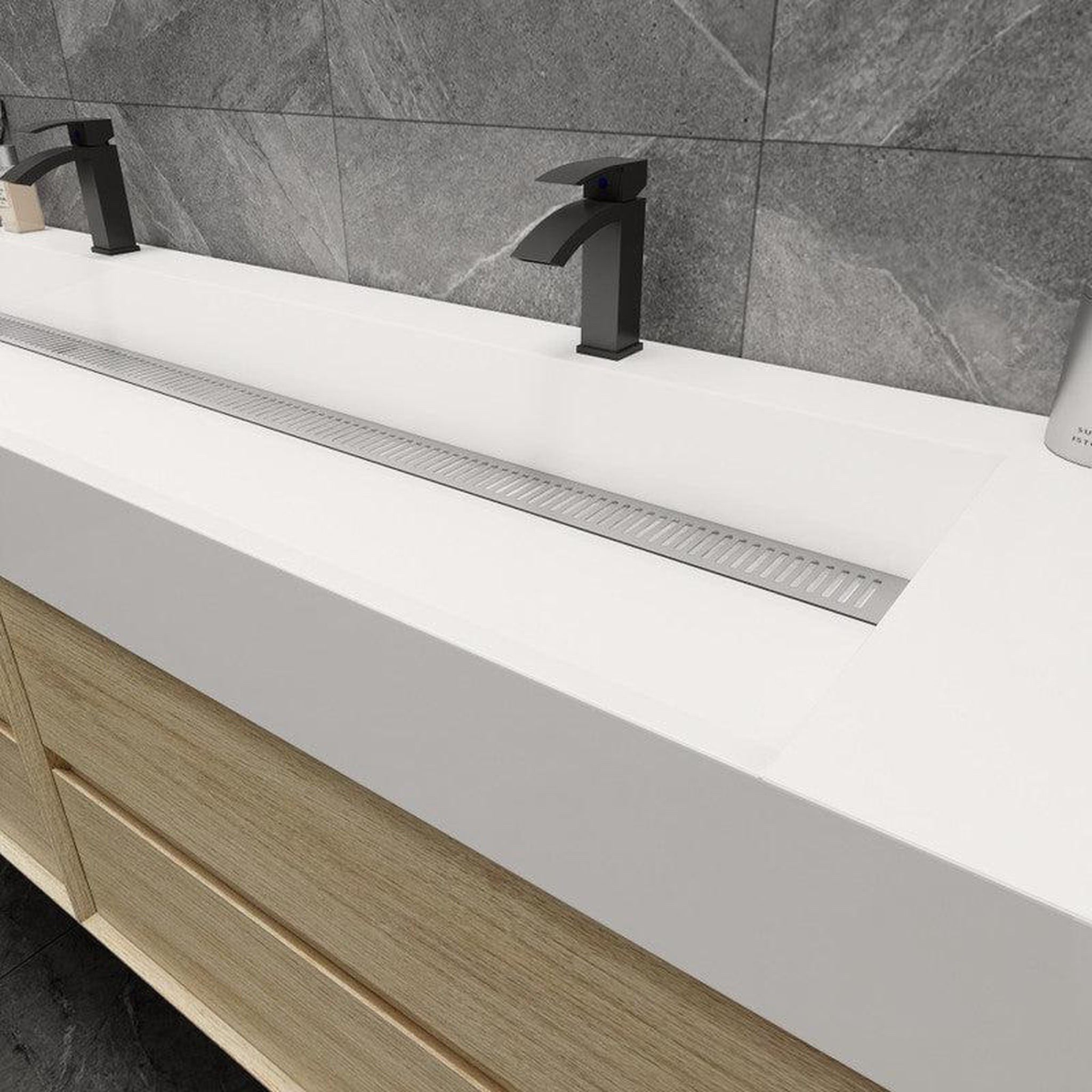 Prime 72&quot; Coffee Wood Wall-Mounted Vanity With Double Faucet Holes and Reinforced White Acrylic Sink