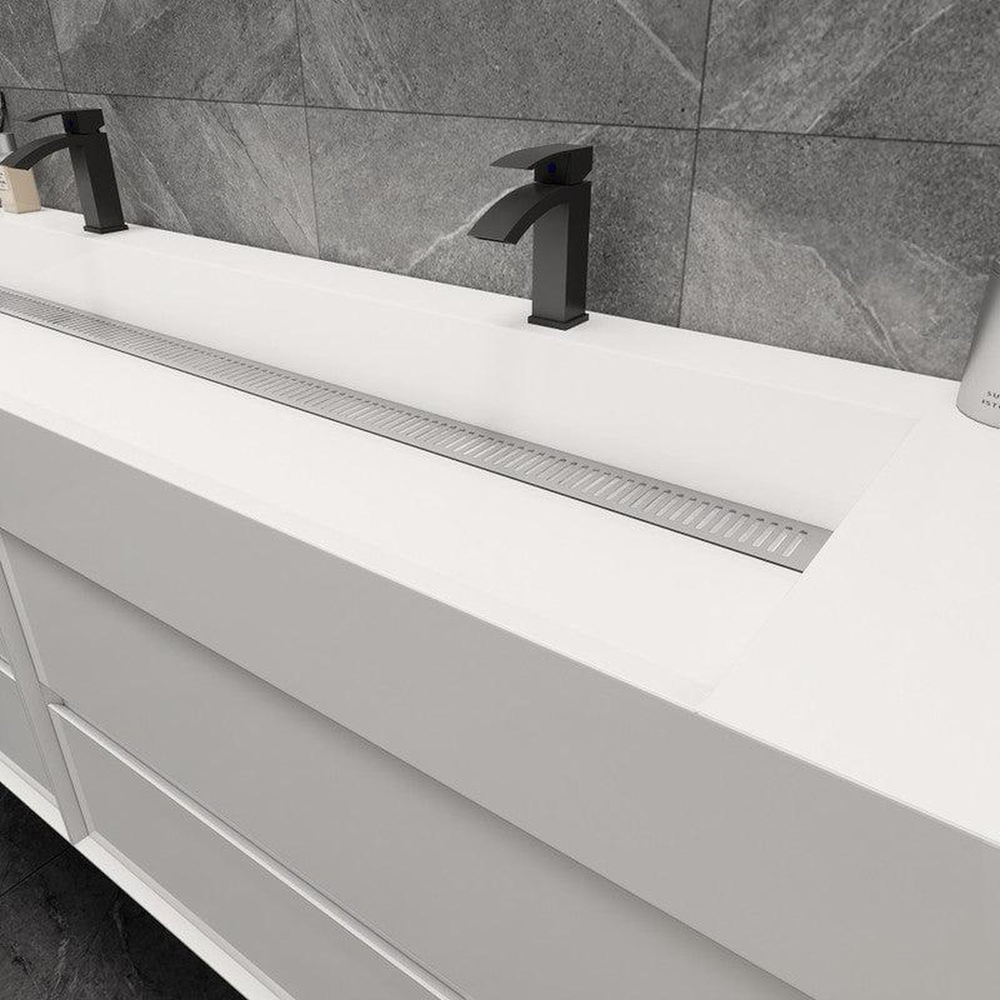 Prime 72&quot; Gloss White Wall-Mounted Vanity With Double Faucet Holes and Reinforced White Acrylic Sink