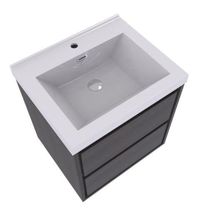 Eden 24&quot; Dark Gray Oak Wall-Mounted Modern Vanity With Single Reinforced White Acrylic Sink