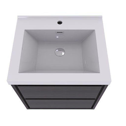 Eden 24&quot; Dark Gray Oak Wall-Mounted Modern Vanity With Single Reinforced White Acrylic Sink