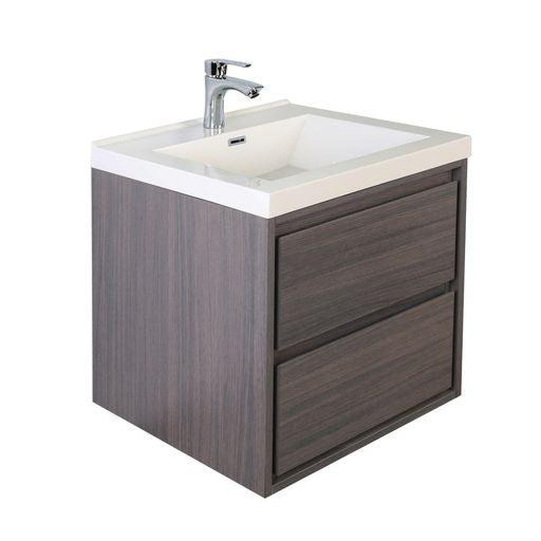 Eden 24&quot; Dark Gray Oak Wall-Mounted Modern Vanity With Single Reinforced White Acrylic Sink