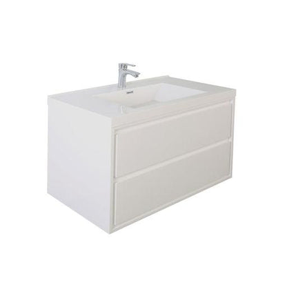 Eden 24&quot; High Gloss White Wall-Mounted Modern Vanity With Single Reinforced White Acrylic Sink