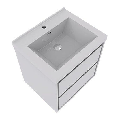 Eden 24&quot; High Gloss White Wall-Mounted Modern Vanity With Single Reinforced White Acrylic Sink