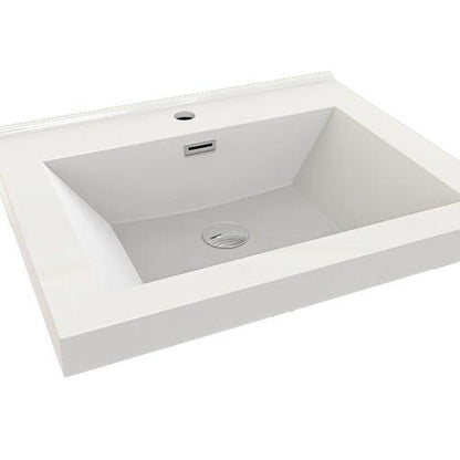 Eden 24&quot; High Gloss White Wall-Mounted Modern Vanity With Single Reinforced White Acrylic Sink