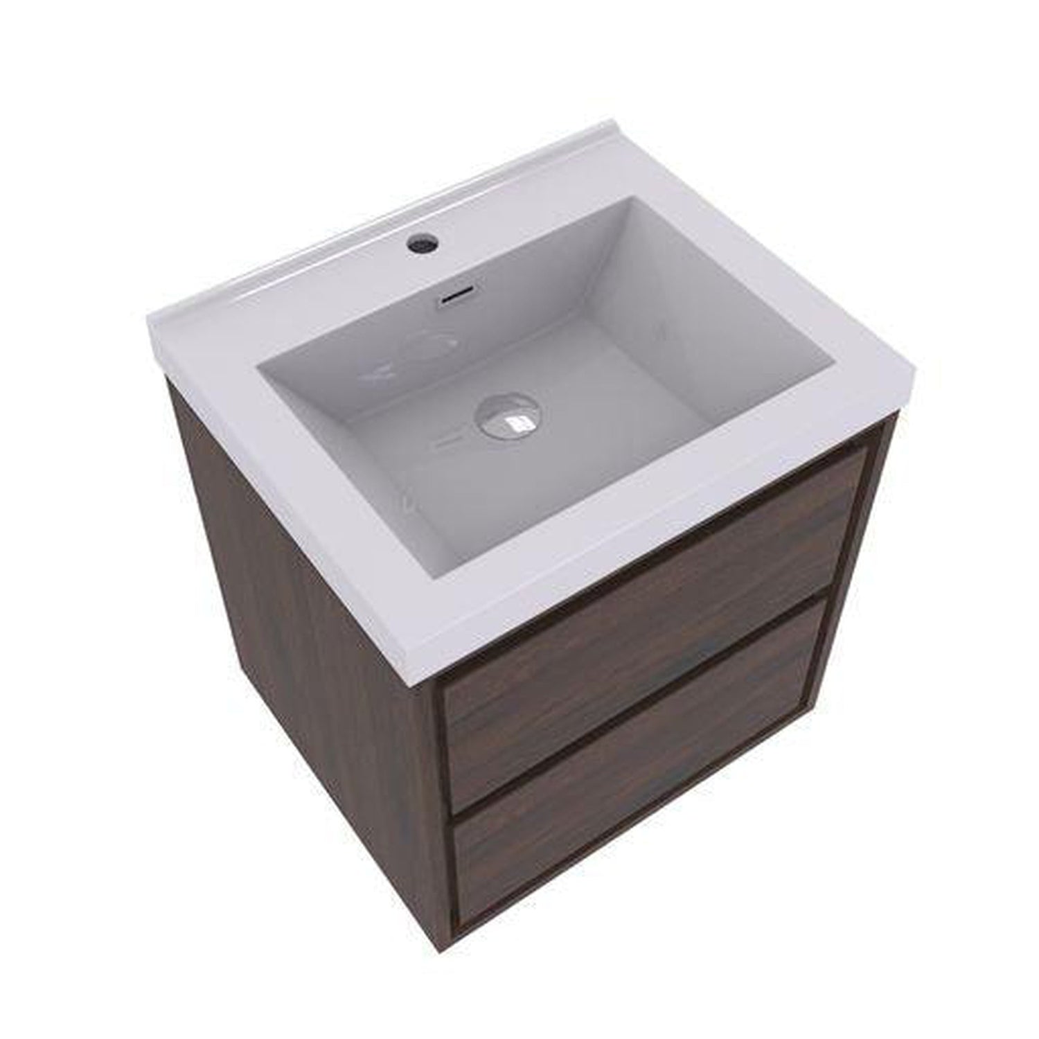 Eden 24&quot; Rosewood Wall-Mounted Modern Vanity With Single Reinforced White Acrylic Sink