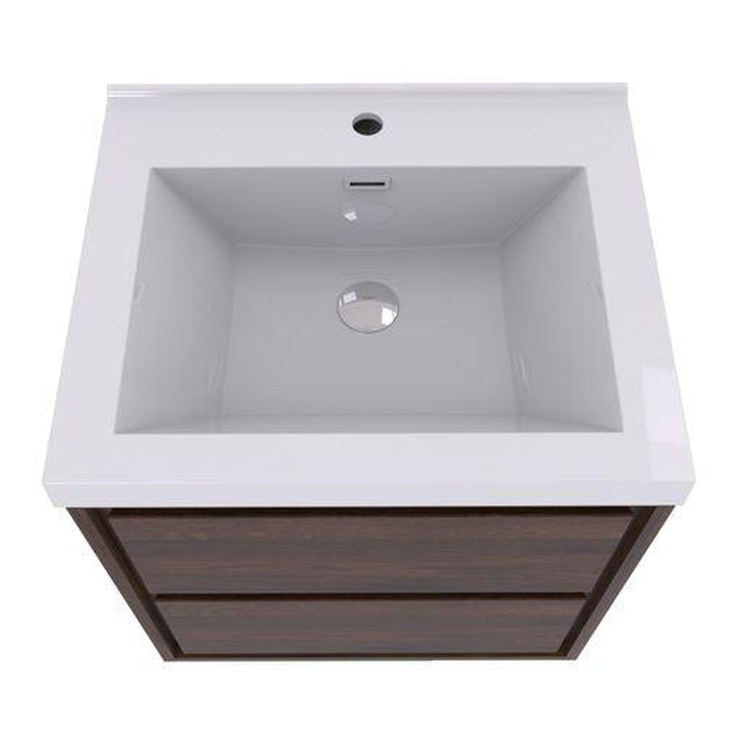 Eden 24&quot; Rosewood Wall-Mounted Modern Vanity With Single Reinforced White Acrylic Sink