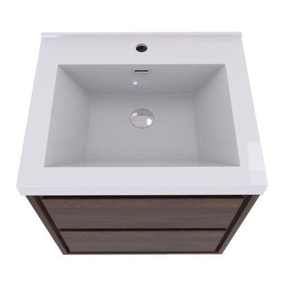 Eden 24&quot; Rosewood Wall-Mounted Modern Vanity With Single Reinforced White Acrylic Sink