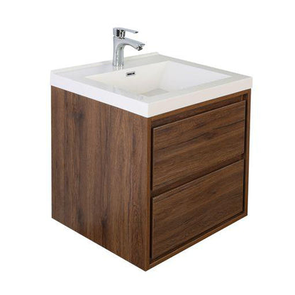 Eden 24&quot; Rosewood Wall-Mounted Modern Vanity With Single Reinforced White Acrylic Sink