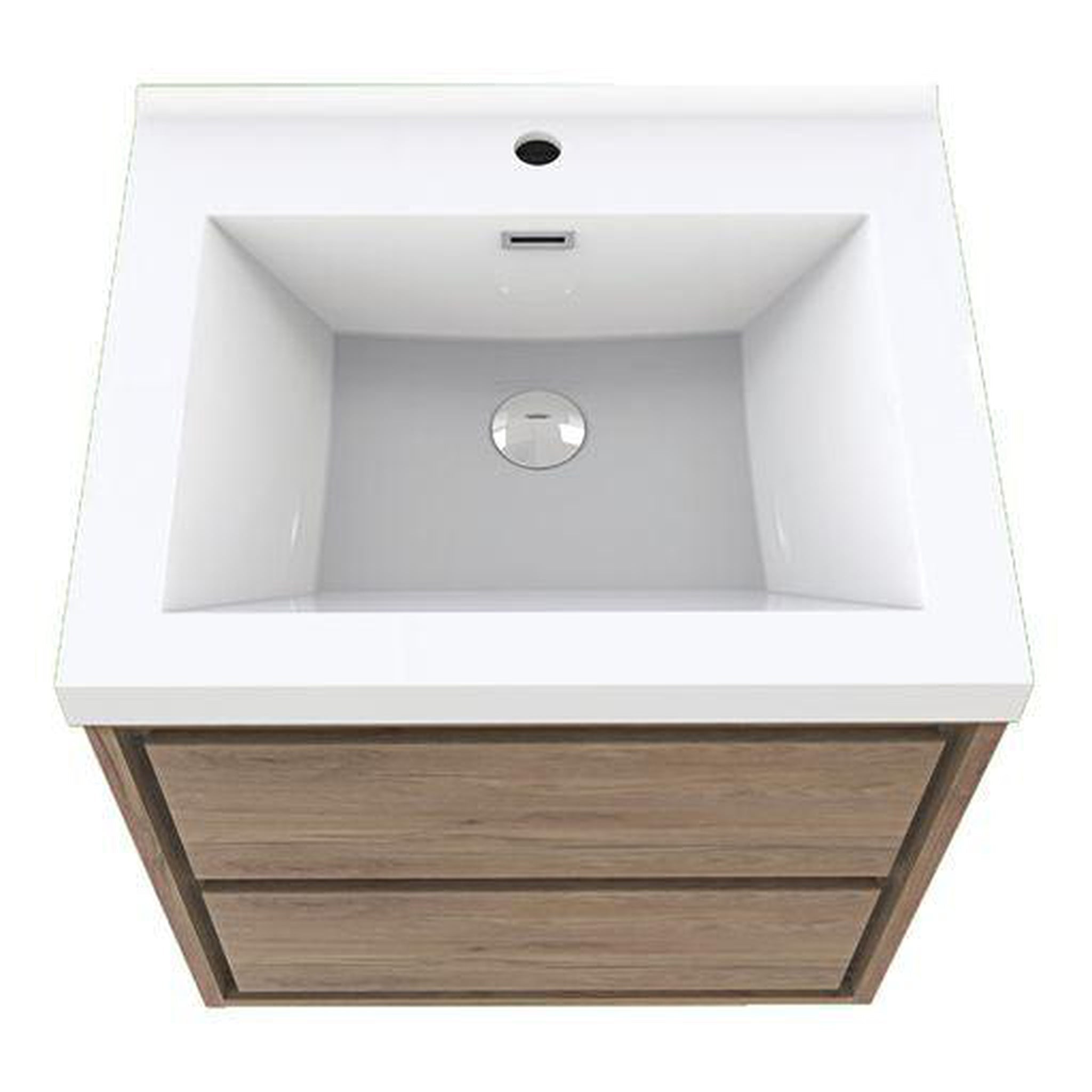 Eden 24&quot; White Oak Wall-Mounted Modern Vanity With Single Reinforced White Acrylic Sink